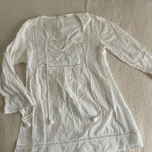 Gianni bini White Lace Detail Women's swim suit cover up Medium 100% cotton